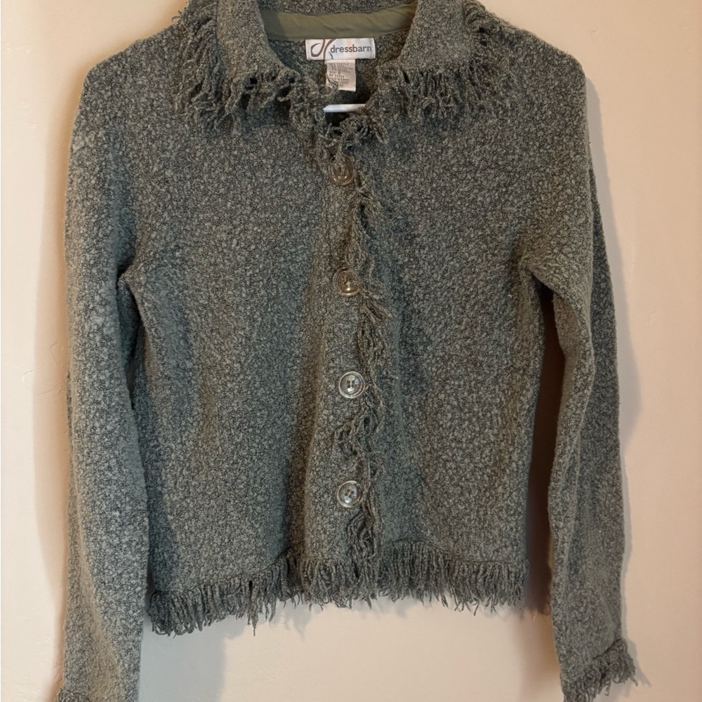 dressbarn Textured Gray Cardigan Sweater